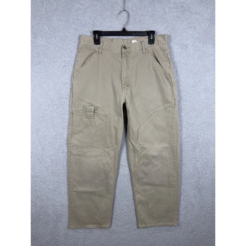 Vintage 90s Levis L2 Pants Mens 34x32 Beige Cargo Baggy Skater Workwear Cotton‎